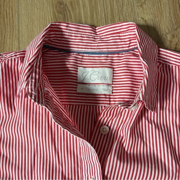 J.CREW Classic Red White Striped Belted Crisp Poplin Shirt Dress Size 0P - Picture 9 of 11
